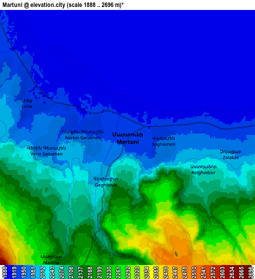 Zoom OUT 2x Martuni, Armenia elevation map