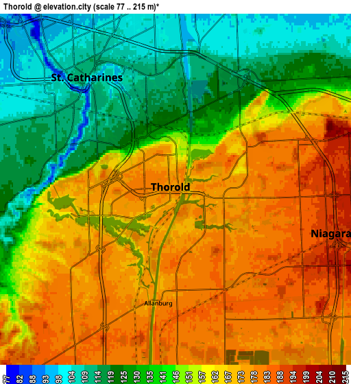 Zoom OUT 2x Thorold, Canada elevation map