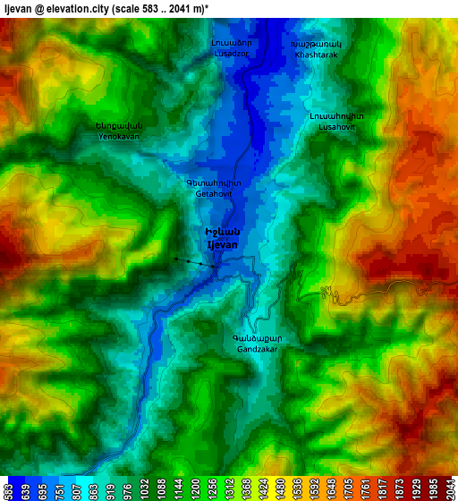 Zoom OUT 2x Ijevan, Armenia elevation map