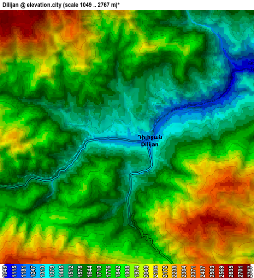 Zoom OUT 2x Dilijan, Armenia elevation map