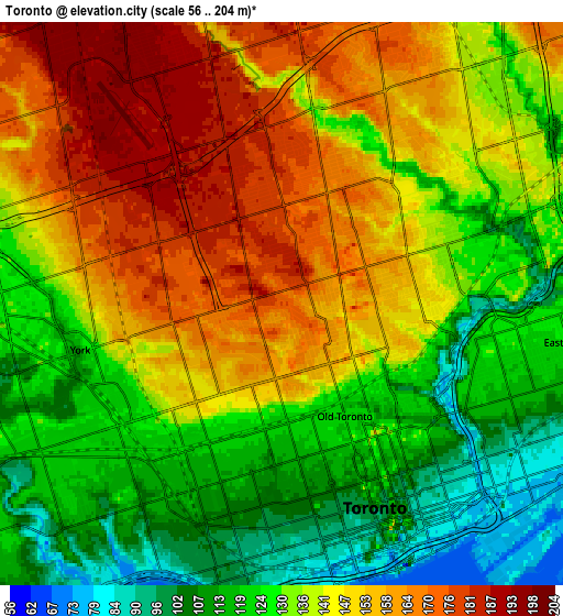 Zoom OUT 2x Toronto, Canada elevation map