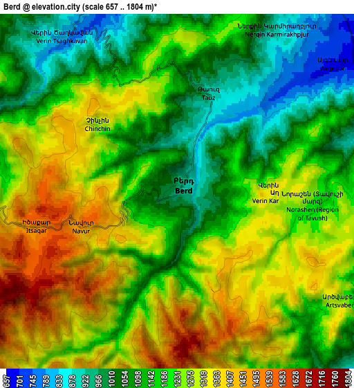 Zoom OUT 2x Berd, Armenia elevation map
