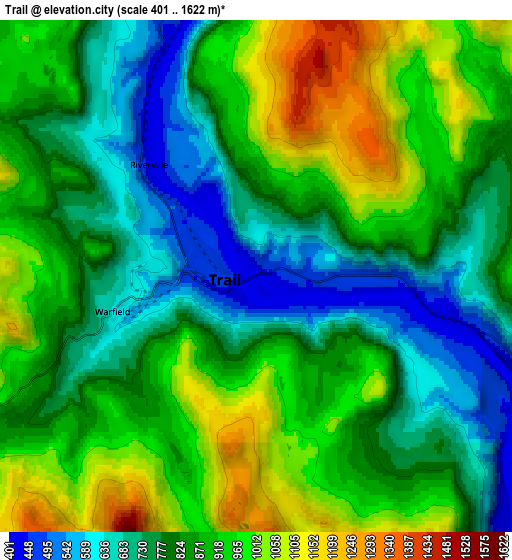 Zoom OUT 2x Trail, Canada elevation map