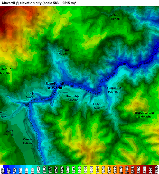 Zoom OUT 2x Alaverdi, Armenia elevation map