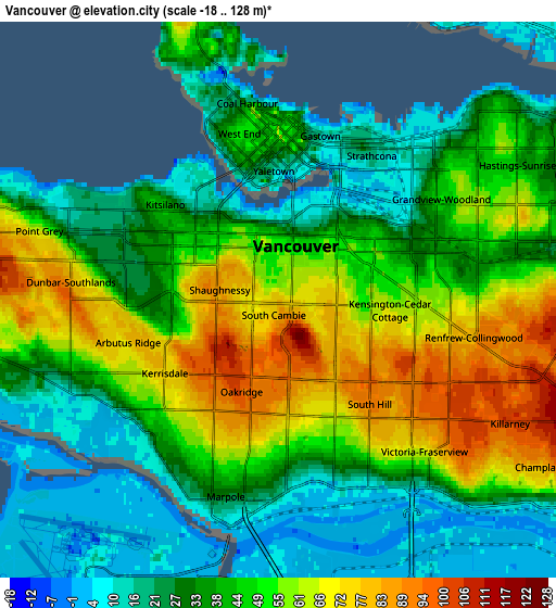 Zoom OUT 2x Vancouver, Canada elevation map