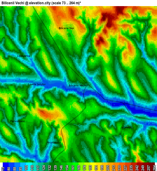 Zoom OUT 2x Bilicenii Vechi, Moldova elevation map