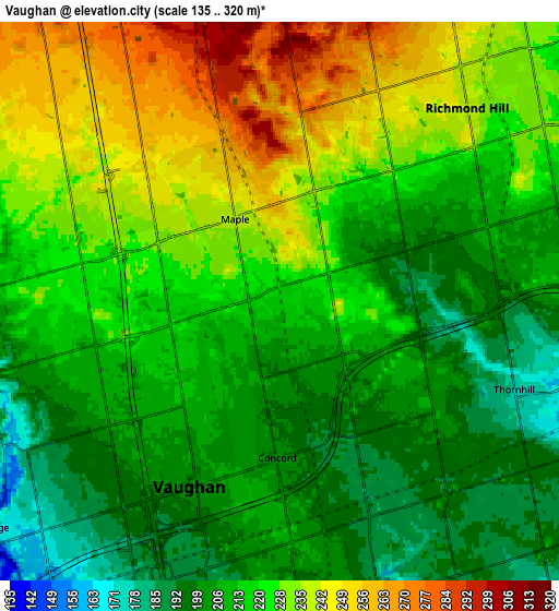Zoom OUT 2x Vaughan, Canada elevation map