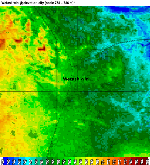 Zoom OUT 2x Wetaskiwin, Canada elevation map