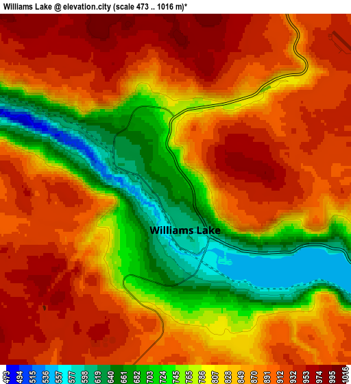 Zoom OUT 2x Williams Lake, Canada elevation map