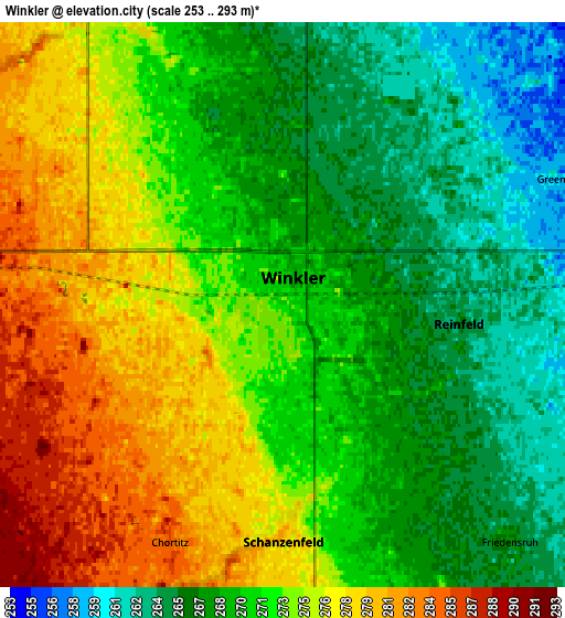 Zoom OUT 2x Winkler, Canada elevation map