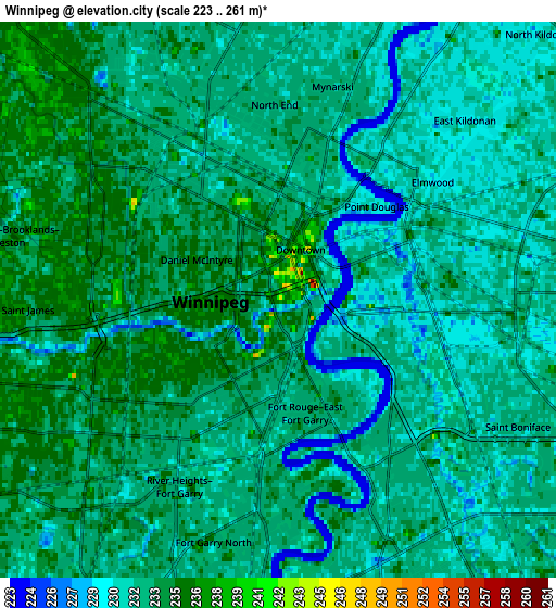 Zoom OUT 2x Winnipeg, Canada elevation map