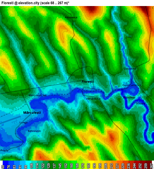 Zoom OUT 2x Floreşti, Moldova elevation map