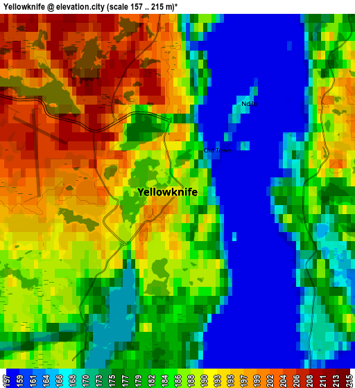 Zoom OUT 2x Yellowknife, Canada elevation map