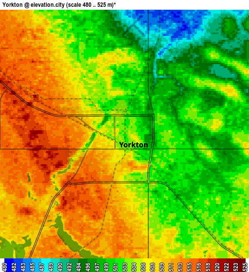 Zoom OUT 2x Yorkton, Canada elevation map
