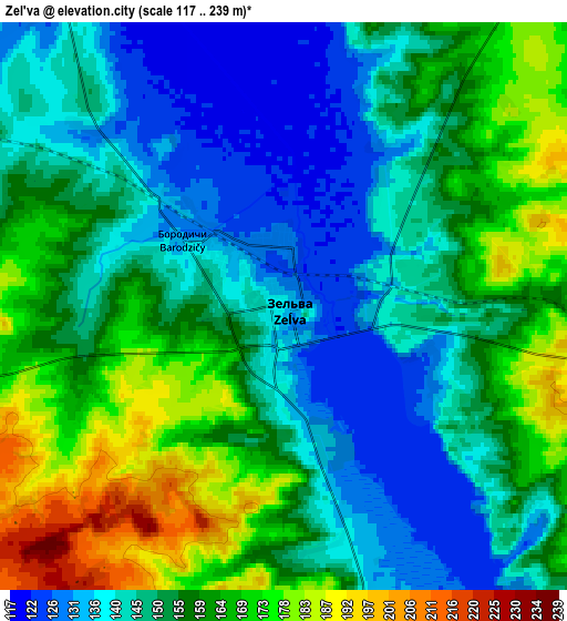 Zoom OUT 2x Zel’va, Belarus elevation map