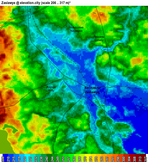 Zoom OUT 2x Zaslawye, Belarus elevation map