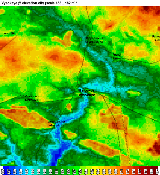 Zoom OUT 2x Vysokaye, Belarus elevation map