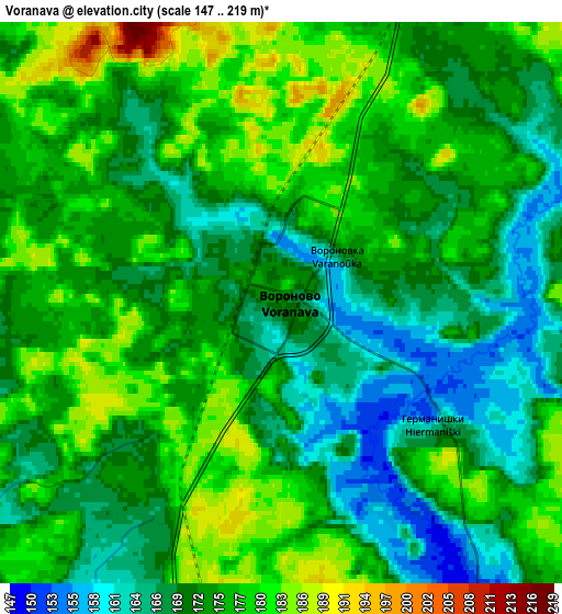 Zoom OUT 2x Voranava, Belarus elevation map