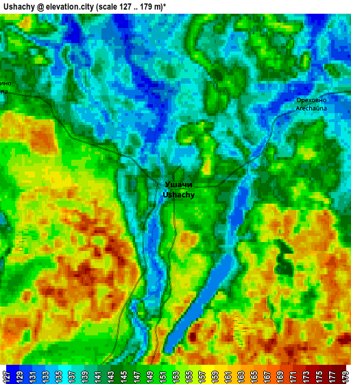 Zoom OUT 2x Ushachy, Belarus elevation map