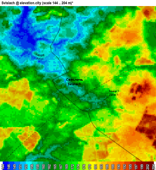 Zoom OUT 2x Svislach, Belarus elevation map