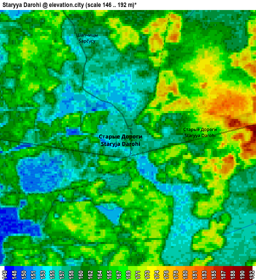 Zoom OUT 2x Staryya Darohi, Belarus elevation map