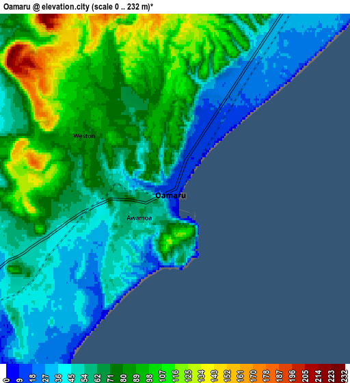 Zoom OUT 2x Oamaru, New Zealand elevation map