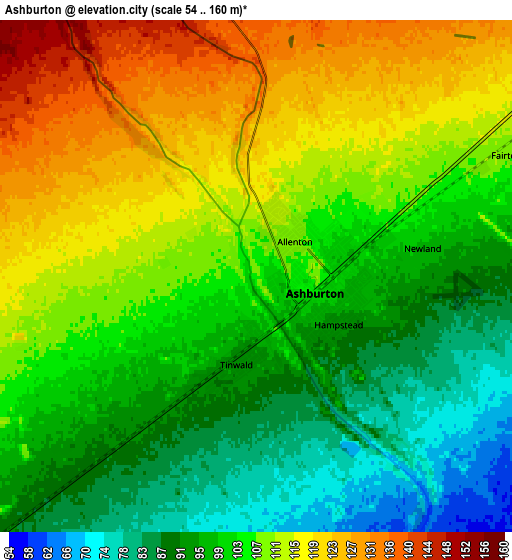 Zoom OUT 2x Ashburton, New Zealand elevation map