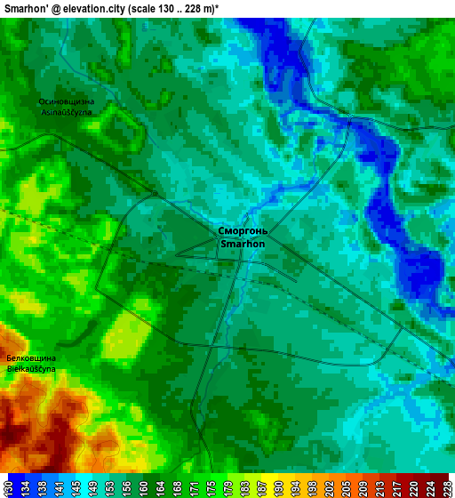 Zoom OUT 2x Smarhon’, Belarus elevation map