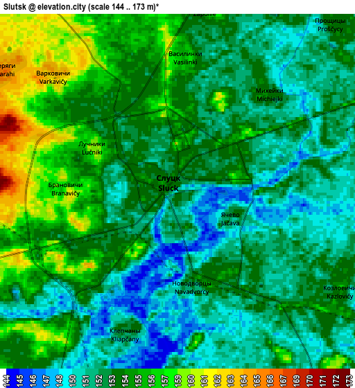 Zoom OUT 2x Slutsk, Belarus elevation map