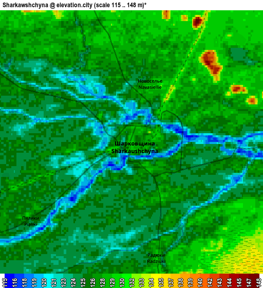 Zoom OUT 2x Sharkawshchyna, Belarus elevation map