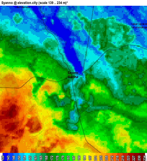 Zoom OUT 2x Syanno, Belarus elevation map