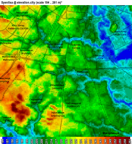 Zoom OUT 2x Syenitsa, Belarus elevation map