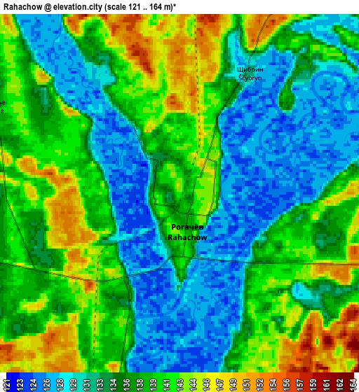 Zoom OUT 2x Rahachow, Belarus elevation map