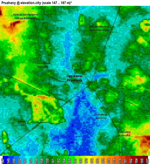 Zoom OUT 2x Pruzhany, Belarus elevation map