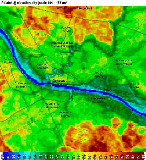 Zoom OUT 2x Polatsk, Belarus elevation map