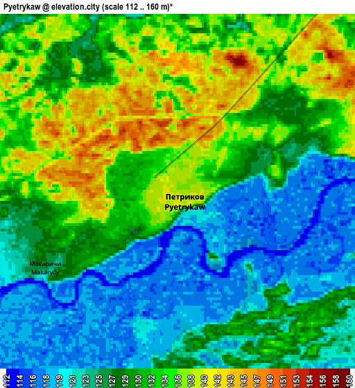 Zoom OUT 2x Pyetrykaw, Belarus elevation map