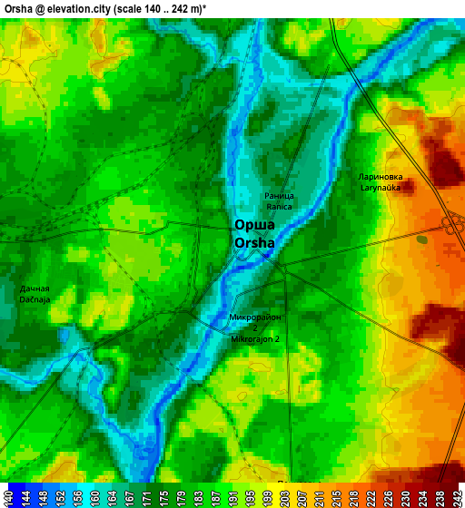 Zoom OUT 2x Orsha, Belarus elevation map