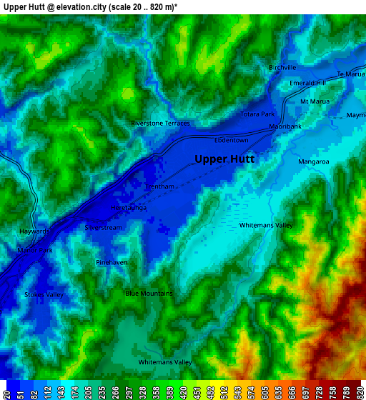 Zoom OUT 2x Upper Hutt, New Zealand elevation map