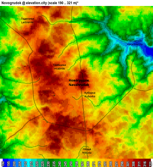 Zoom OUT 2x Novogrudok, Belarus elevation map