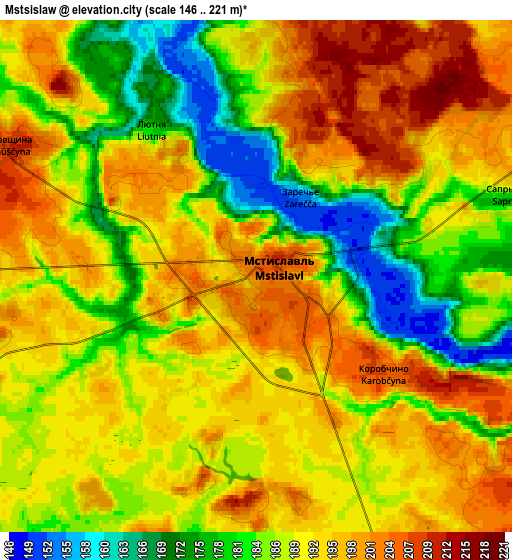 Zoom OUT 2x Mstsislaw, Belarus elevation map