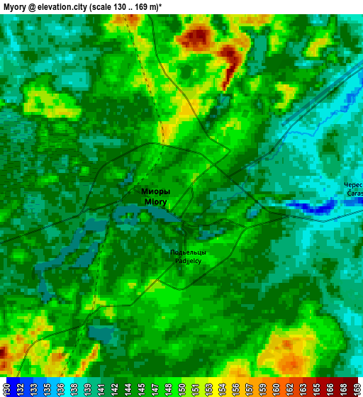 Zoom OUT 2x Myory, Belarus elevation map