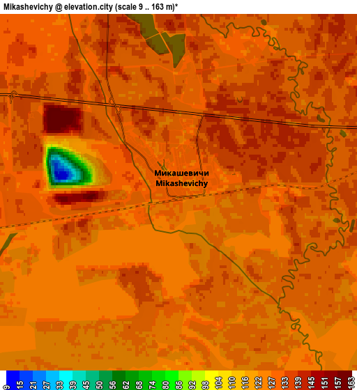 Zoom OUT 2x Mikashevichy, Belarus elevation map