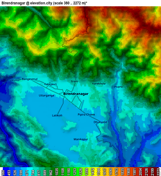 Zoom OUT 2x Birendranagar, Nepal elevation map