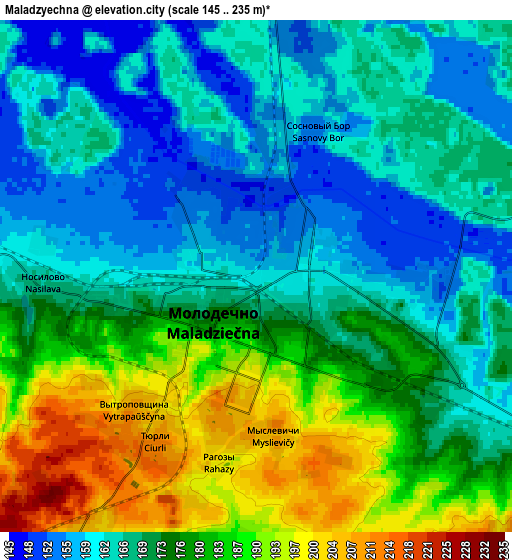 Zoom OUT 2x Maladzyechna, Belarus elevation map