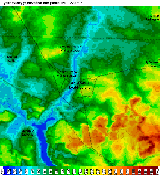 Zoom OUT 2x Lyakhavichy, Belarus elevation map