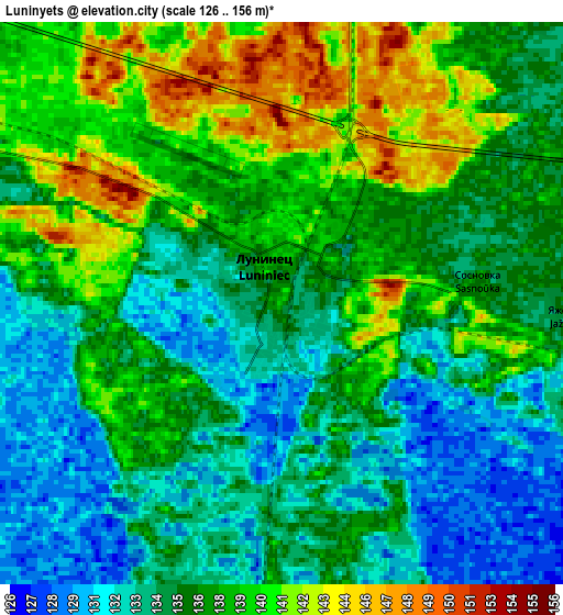 Zoom OUT 2x Luninyets, Belarus elevation map