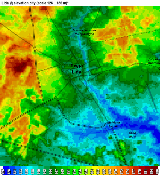 Zoom OUT 2x Lida, Belarus elevation map