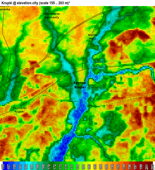 Zoom OUT 2x Krupki, Belarus elevation map
