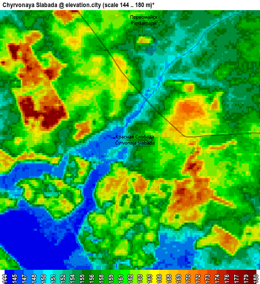 Zoom OUT 2x Chyrvonaya Slabada, Belarus elevation map