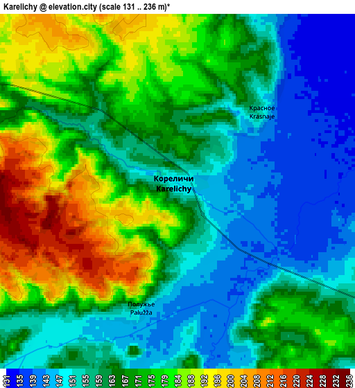 Zoom OUT 2x Karelichy, Belarus elevation map